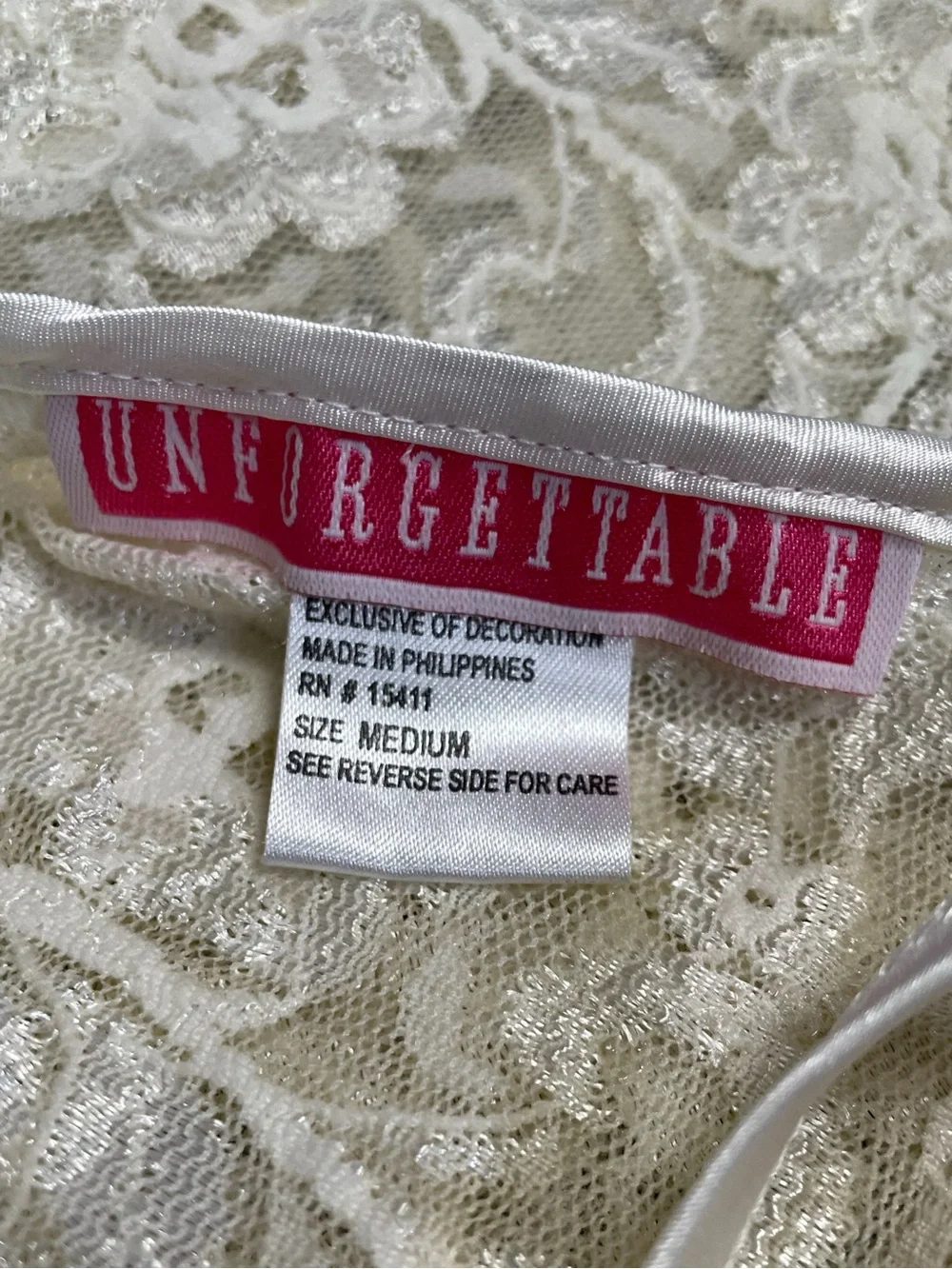 Vintage Unforgettable White sheer lace sequin slip lingerie coquette bridal S - Picture 9 of 13